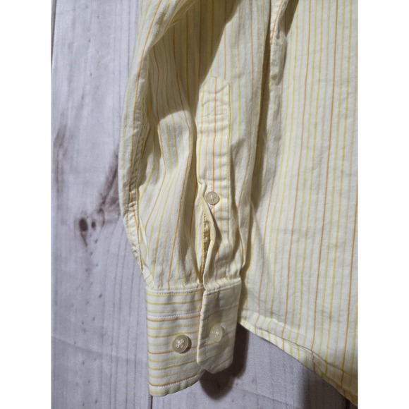 Express 1MX Shirt Mens Small Yellow Striped‎ Modern Fit Long Sleeve Button Up - Picture 3 of 8